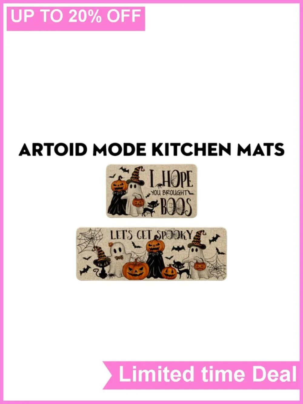 Halloween Spider Web Kitchen Mats Set of 2 Non-Slip Rubber Polyester Felt